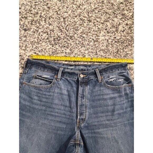 Old Navy Women’s Jeans 16 Petite Blue Denim Distressed Straight Leg High Rise - Picture 3 of 11